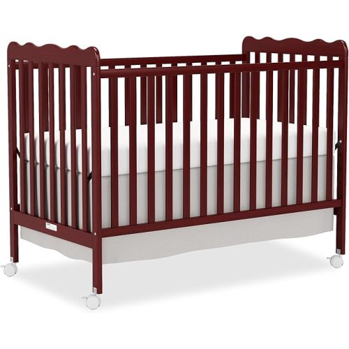 4 in 1 Convertible Baby Crib, Wooden Nursery Cribs Converts into Toddler Bed and Daybed, 3 Adjustable Base, Non-Toxic Finishes, Removable Wheels (Cherry)