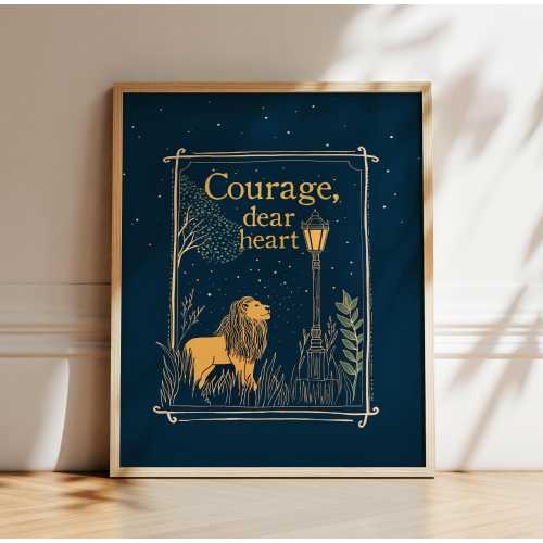 Aslan "Courage Dear Heart" Narnia Print: C.S. Lewis Nursery Art