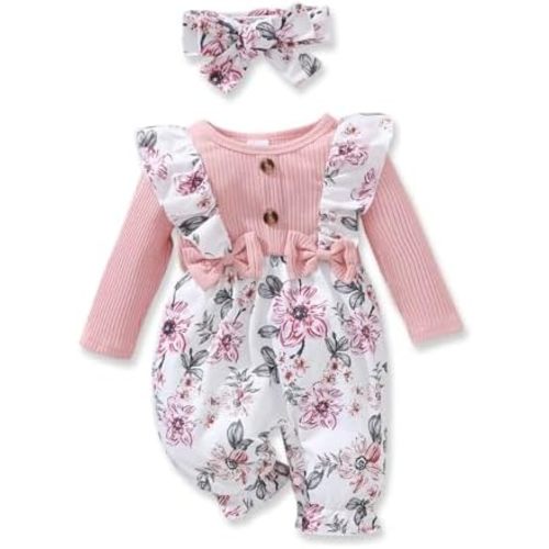Newborn Baby Girl Clothes Infant One-Piece Romper+Jumpsuit+Bodysuit+Headband Fall Winter Outfits New Born Set