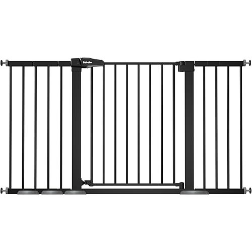 BABELIO 36-55" Extra Wide Baby/Dog Gate, Auto Close for The House, Stairs and Doorways, Pressure Mounted for Pet with Large Walk Thru Door, No Need Tools and Drilling, Black