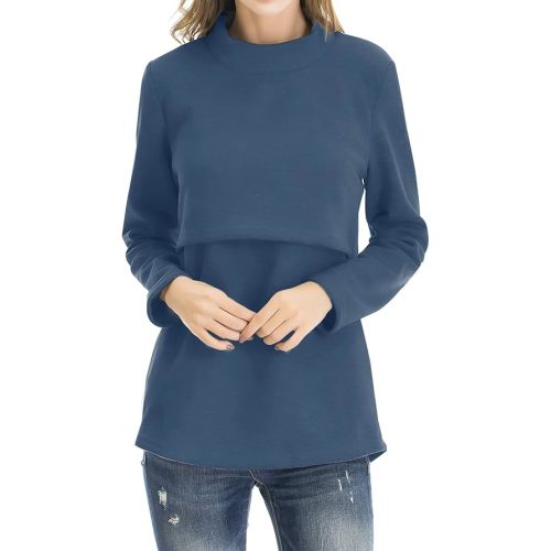 Smallshow Women's Fleece Nursing Tops Shirts Long Sleeve Breastfeeding Clothes