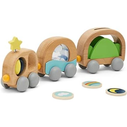 KiwiCo - Magnetic Car Set, Early Learning Toy, Wooden Montessori Inspired Train Toy for Toddlers, Ages 1+