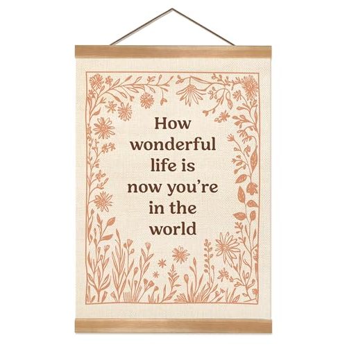ZTGDA How Wonderful Life is Now Wall Art Decor, Boho Wall Poster,Boho Canvas Hanging Banner Wall Decor for Nursery Playroom Kids Room Home, Office12x16inch