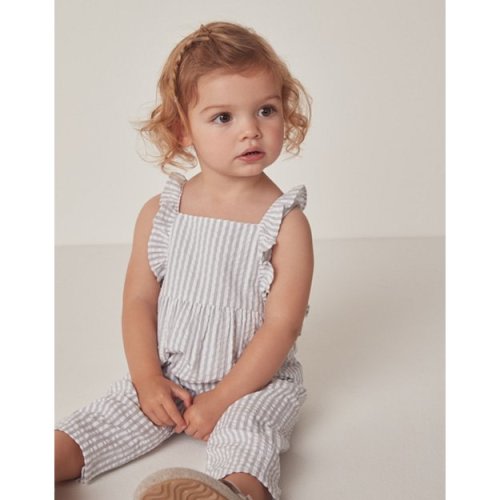 Organic Cotton Stripe Seersucker Romper (0–24mths)