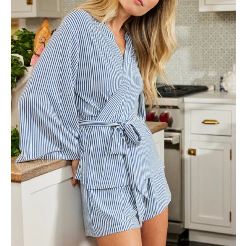 LAKE | Women | DreamModal Pajamas | Seaport Pencil Stripe Kimono Shorts Bundle