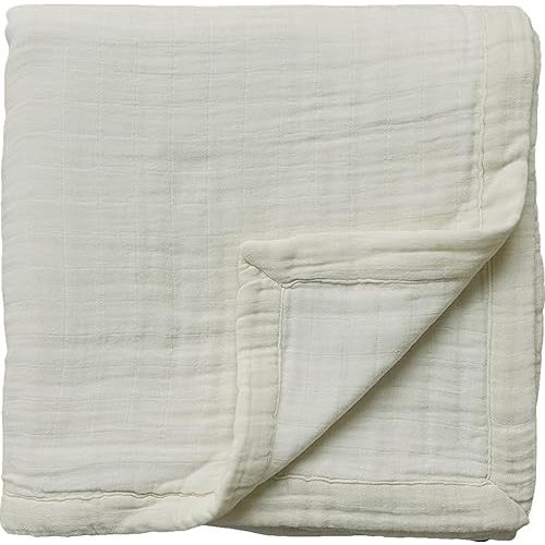 Mebie Baby Muslin Quilt, Cream, 100% Cotton Blanket for Girls and Boys, Newborns, Babies, Toddlers, Soft Swaddle, 47"x47"