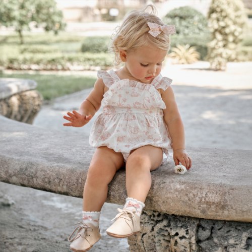 Swan Toile Swiss Dot Sunsuit (6-9 Months)