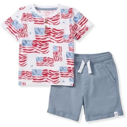 Burt's Bees Baby baby-boys Shirt and Pant Set, Top & Bottom Outfit Bundle, 100% Organic Cotton