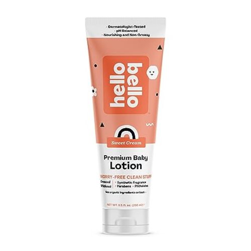 Hello Bello Premium Baby Lotion - Gentle Hypoallergenic Vegan Formula to Nourish and Moisturize - Sweet Cream Scent - 8.5 oz