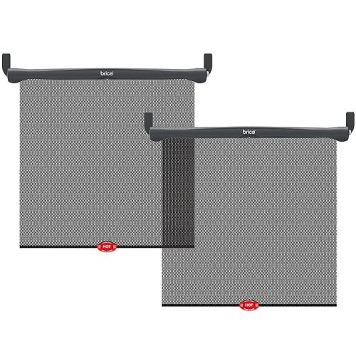 Munchkin® Brica® Sun Safety™ Car Window Roller Shade with White Hot® Heat Alert, 2 Pack, Black