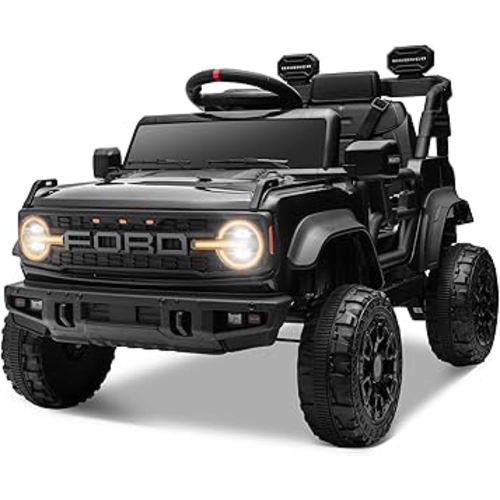ENYOPRO 12V Licensed Ford Bronco Raptor Ride On Truck Car for Kids, Electric Play Car Ride-On Toy w/Parent Remote Control, 4-Wheel Suspension, Bluetooth Music, LED Lights, Ideal Kids Car Gift (Black) : Toys & Games