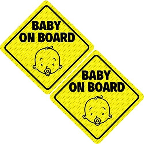 2 Pack See Through Baby On Board Signs for Cars, Strong Adhesive Without Residue Child in Car Safety Warning Decals, Stickers.