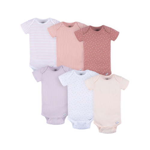 Gerber Baby Neutral Short Sleeve Bodysuits, 6-Pack, Sizes Newborn - 24 Months