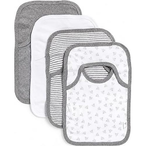 Burt’s Bees Baby Unisex Baby Bibs, Lap-Shoulder Drool Cloths, 100% Organic Cotton with Absorbent Terry Towel Backing Bibs