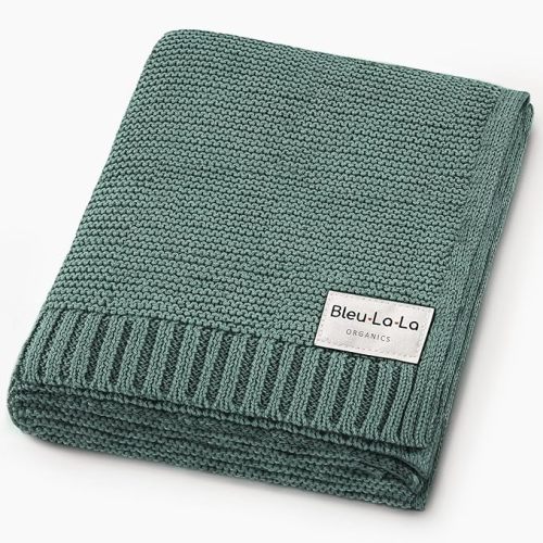 100% Organic Cotton Heritage Knit Textured Baby Quilt Blanket - Signature Heritage Knit, Soft Breathable Newborn Baby Blanket (Heritage - Hunter Green)