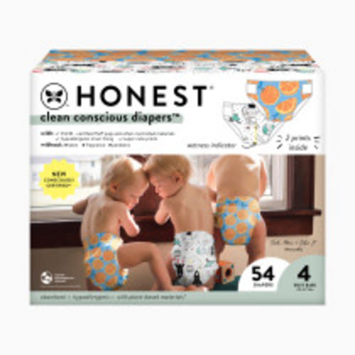 The Honest Company Clean Conscious Disposable Diapers - Space Travel + Orange You Cute, Size 4, 54 Count