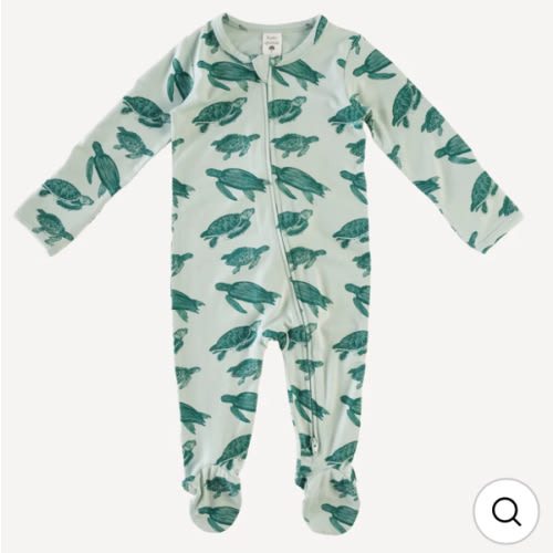 long sleeve zipper footie | storm sea turtle | viscose from bamboo