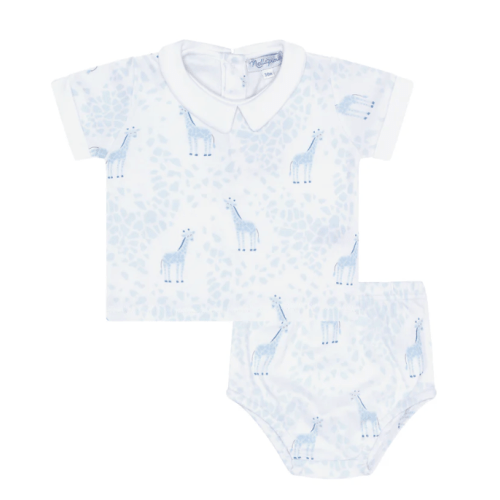 Blue Giraffe Print Diaper Cover Set