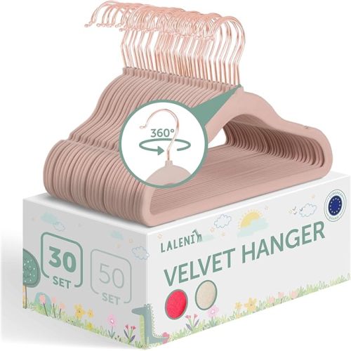 Laleni Perchas Infantiles 30 pzs de Terciopelo - Perchas Bebe Recien Nacido Ahorra Espacio - Perchas Ropa Bebe giratorias 360° - Perchas Terciopelo niños Antideslizantes - Rosa/Rosa empolvado : Amazon.es: Baby Products