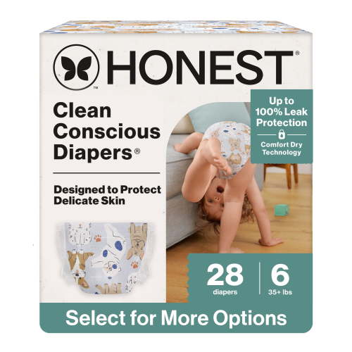 Honest® Clean Conscious Baby Diapers Size 6 (35+ lbs), Hypoallergenic and Fragrance Free, 26 Count