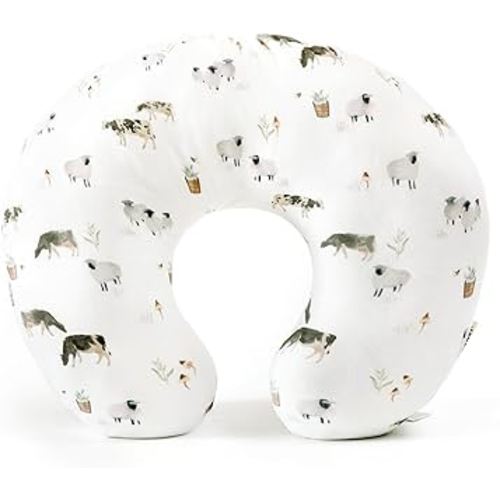 GRSSDER Nursing Pillow Cover, Stretchy Soft Minky Fabric Covers, Fit Most Nursing Support Pillows for Breastfeeding, Comfortable Safe Pillow Cover, Farm Animals