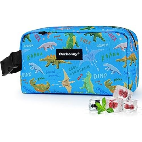 Cerbonny Small Cooler Bag Freezable Lunch Bag for Work School Travel,Small Lunch Bag,Small Insulated Bag For Kids/Adults,Freezer Lunch Bags,Mini Lunch Bag Fit For Yogurt,Suit for 3+(blue dinosaur)