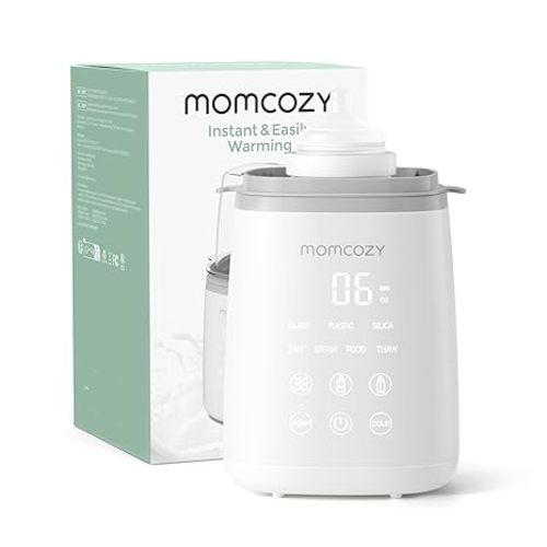 Momcozy Bottle Warmer, Fast Bottle Warmers for All Bottles with Timer, Accurate Temperature Control and Automatic Shut-Off, No Lid Required for Heating, White-Gray