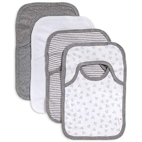 Burt's Bees Baby - Bibs, 4-Pack Lap-Shoulder Drool Cloths, 100% Organic Cotton with Absorbent Terry Towel Backing (Heather Grey)