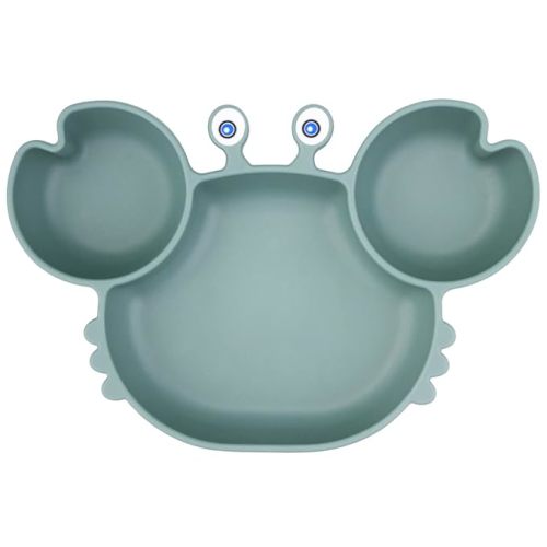 Lightening Corp Baby Plate Silicone Suction Toddler Plates, Divided Dishes for Toddler Kids, Self Feeding, BPA Free, Microwave and Dishwasher Safe, Green (SP-21)