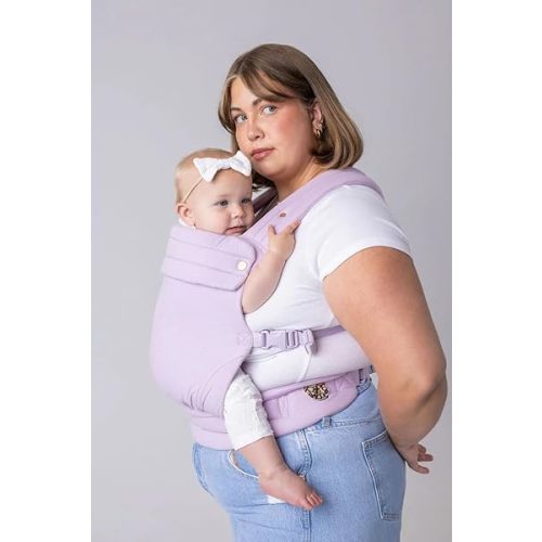 Mabē Monarch Ergonomic Baby Carrier – Premium Cotton Soft Structured Newborn to Toddler Carrier with Hip-Healthy Design, 3 Carry Positions (7-35lbs), Lightweight & Breathable, (Lilac Skies)
