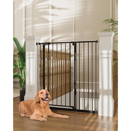 InnoTruth 36" Extra Tall Baby Gate for Stairs, 28.9-42.1" Dog Gates for Doorways One-Hand Open,Dual Lock Dog Gates for The House, Hallways, Bedroom, Separate Pet & Baby,Easy Install Safety Gate,Black