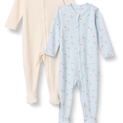 Amazon Essentials x Sofia Grainge Unisex Babies' Cotton Footed Sleep and Play Bodysuit, Pack of 2
