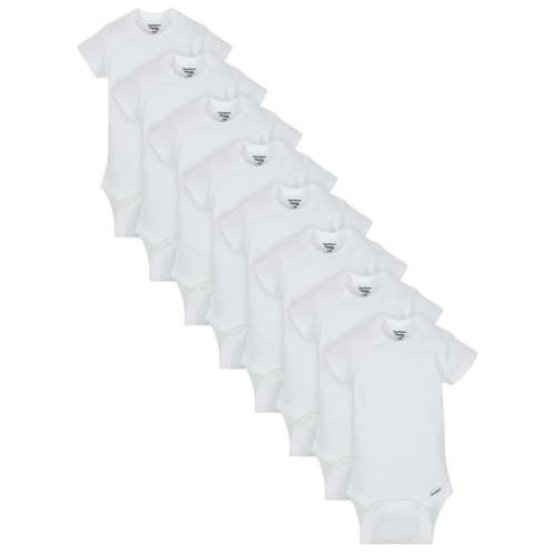 8-Pack White Short Sleeve Onesies® Bodysuits 0-3M