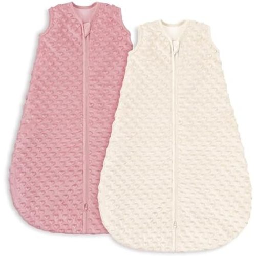 Yoofoss Baby Sleep Sack 0-6 Months TOG 1.5 Fleece with Plush Dots 2 Pack