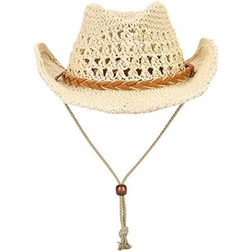 Straw Cowboy Hats for Boys Girls Western Cowboy Hat Kids Straw Hat Straw Fedora Hat Toddlers Sun Hat Floppy Beach Hat