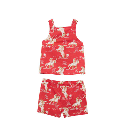 Wrangler Toddler Girl's Red Cowgirl Print Shorts Set