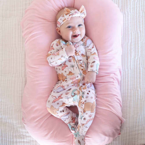 Dolly's Dinos Ruffle Zipper Footie