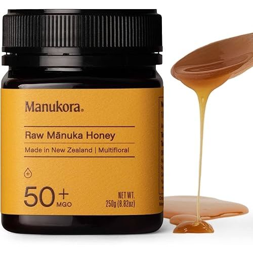 Manukora Raw Manuka Honey, MGO 50+, New Zealand Honey, Non-GMO, Traceable from Hive to Hand, Daily Wellness Support - 250g (8.82 Oz)