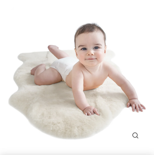 Sheepskin Rug for Babies, 100% Natural, Shorn Lambskin Wool, 2 x 3 Feet, Ivory