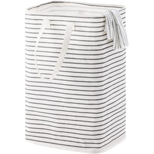 72L Large Collapsible Laundry Basket, Freestanding Clothes Hamper with Easy Carry Long Handles, Waterproof Washing Bag for Bedroom, Bathroom, and Nursery (Grey, 1 Pack)