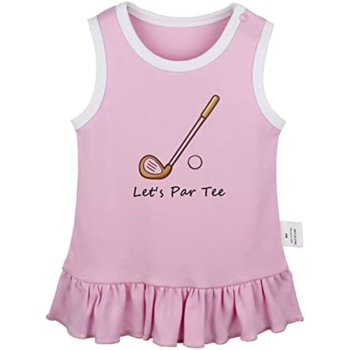 iDzn Let's Par Tee Golf Funny Pattern Dresses for Babies, Newborn Baby Girls Princess Dress, Toddler Infant Ruffles Skirts
