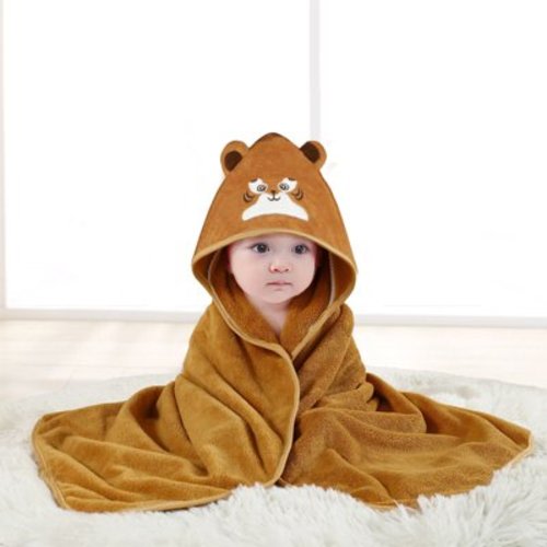 MONEHANE Baby Bath Towel, Absorbent Large Hooded Towel for Kids, Newborn, Babie, Toddler, Infant, Tiger, 31.5 x 31.5 inch