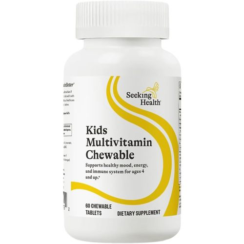 Seeking Health Kids Multivitamin Chewable, Formulated for Children’s Health, with L-5-MTHF L-Methylfolate, B12, Riboflavin, Vitamin A, Vegetarian (60 Chewable Tablets)*