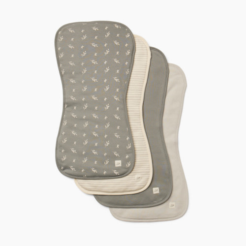Tiny Kind 4 Pack Organic Burp Cloth - Grey Leaf