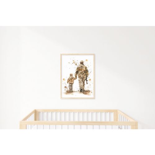 Hunting Dad and Son Nursery Art | Military Dad nursery poster | southern boy hunting nursery print | Father and son hunting keepsake