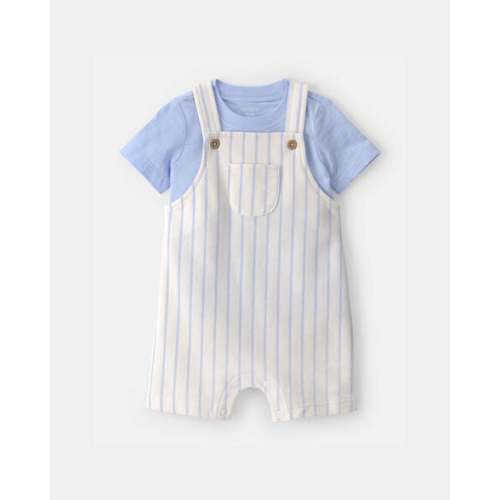 Baby 2-Piece Stripe Overall Set - Blue/Ivory | Carter's