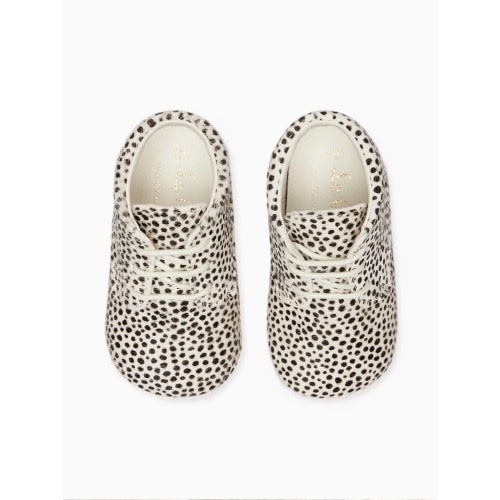 Ivory Leopard Leather Baby Booties