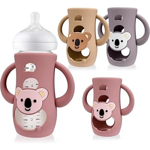 Juome Silicone Sleeves with Handles for Avent Natural Glass Baby Bottle