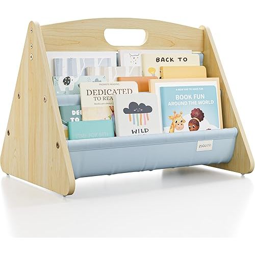 Beautiful Bookshelf for Kids - Decorative Nursery Organizer to Display All Books of Your Little One - The Perfect Shelf for Your Baby Girl or Boy´s Montessori Bedroom or Toddler Play Room Decor