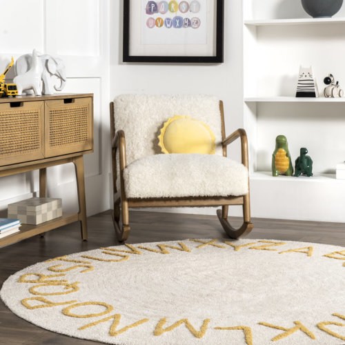 Bellany Washable Round Alphabet Rug